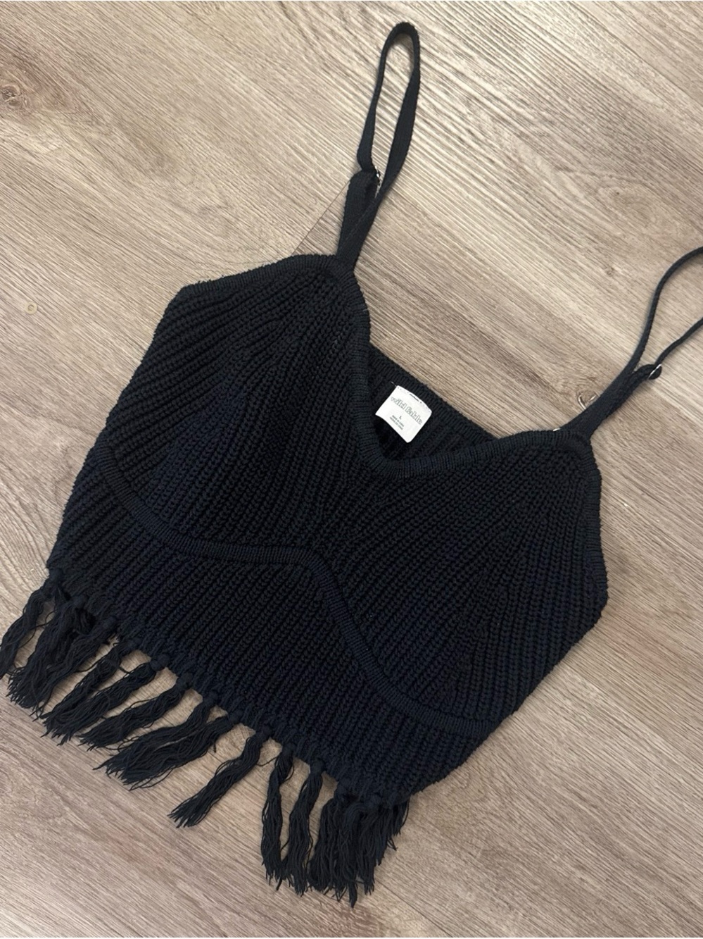 wild fable Black Knit Fringe Camisole